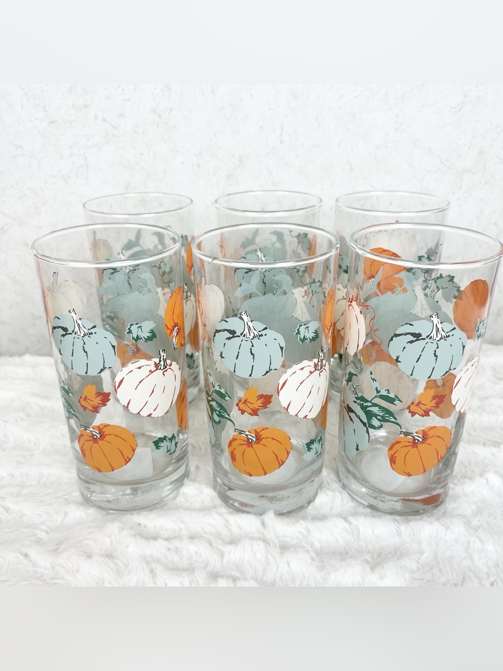 Libbey 6 Color Pumpkins Tumblers Drinking Glasses 16.3 Oz Fall Harvest Autumn